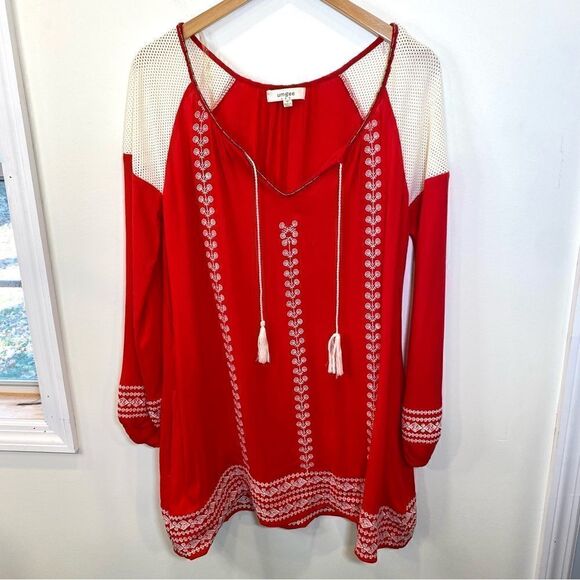 Umgee red boho embroidered tunic top size medium - Picture 1 of 10